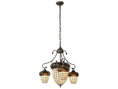 Meyda Acorn 5-Light Traditional Chandelier in Oil Rubbed Bronze with Tiffany Glass