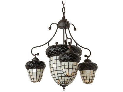 Meyda Acorn 5-Light Traditional Chandelier in Oil Rubbed Bronze with Tiffany Glass