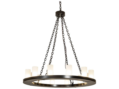 Meyda Loxley 12-Light Chandelier in Timeless Bronze with Clear Frosted Glass