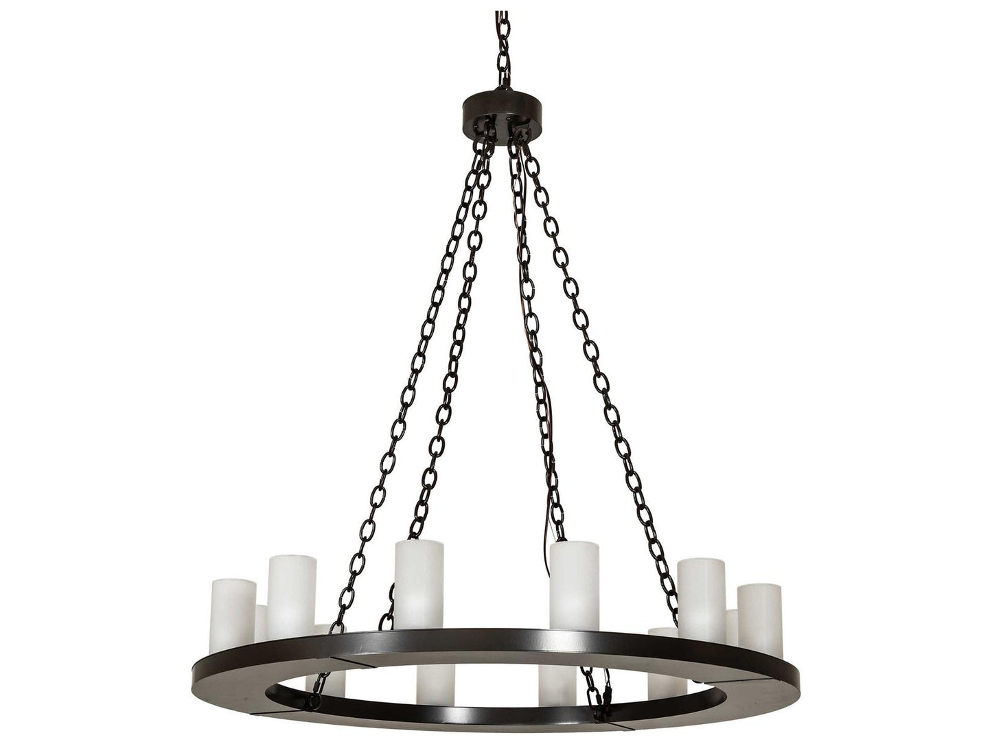 Meyda Loxley 12-Light Chandelier in Timeless Bronze with Clear Frosted Glass