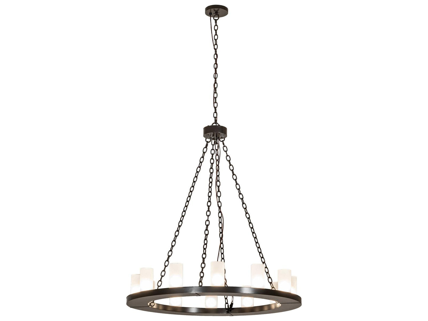 Meyda Loxley 12-Light Chandelier in Timeless Bronze with Clear Frosted Glass