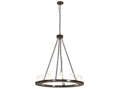 Meyda Loxley 12-Light Chandelier in Timeless Bronze with Clear Frosted Glass
