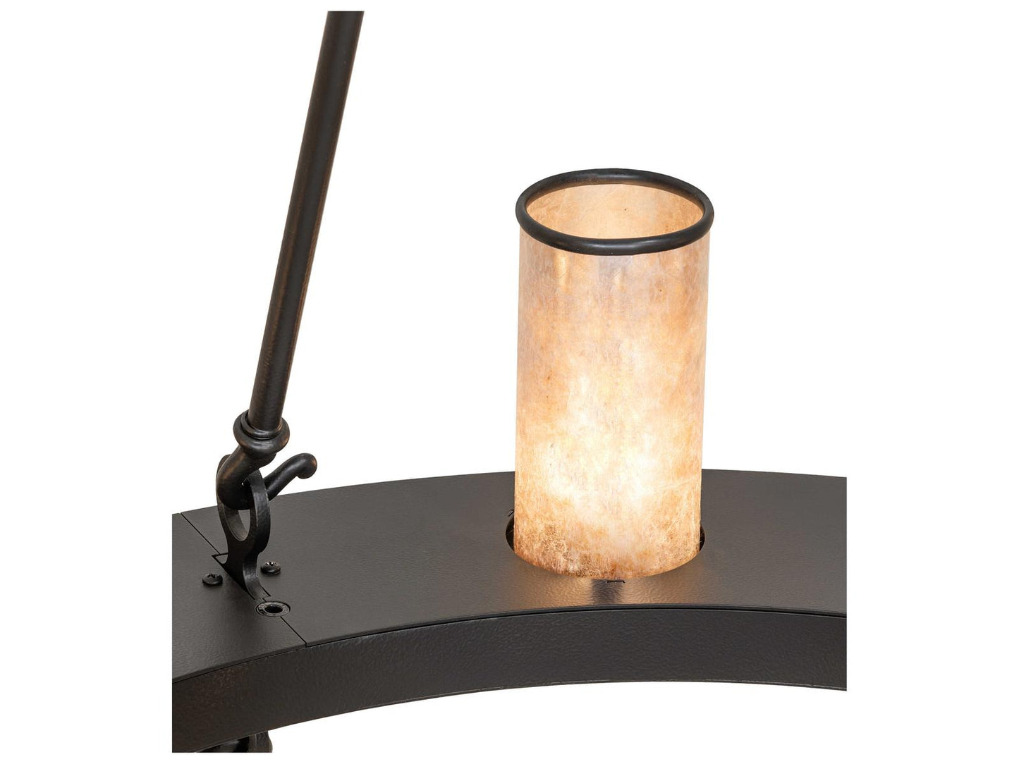 Meyda Loxley 24-Light Black Satin Wrought Iron Chandelier with Mica Shades