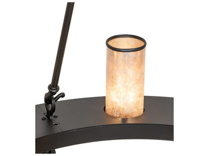 Meyda Loxley 24-Light Black Satin Wrought Iron Chandelier with Mica Shades