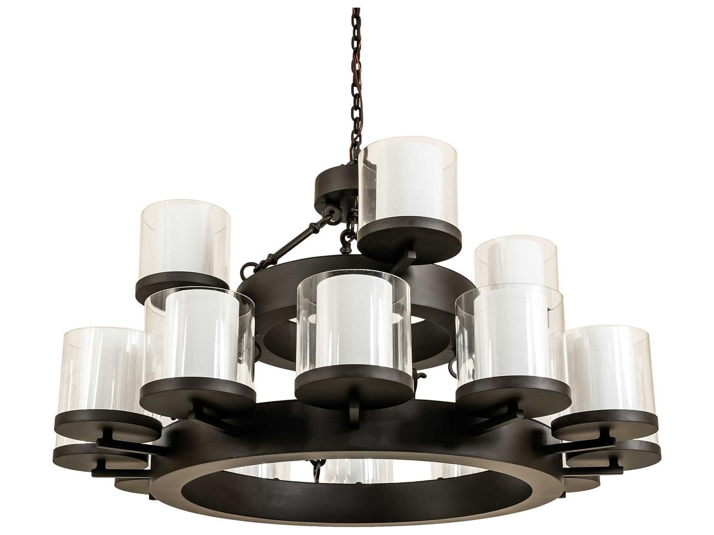 Meyda Noziroh Ring 16-Light Oil Rubbed Bronze Cylinder Tiered Chandelier