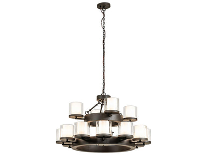 Meyda Noziroh Ring 16-Light Oil Rubbed Bronze Cylinder Tiered Chandelier