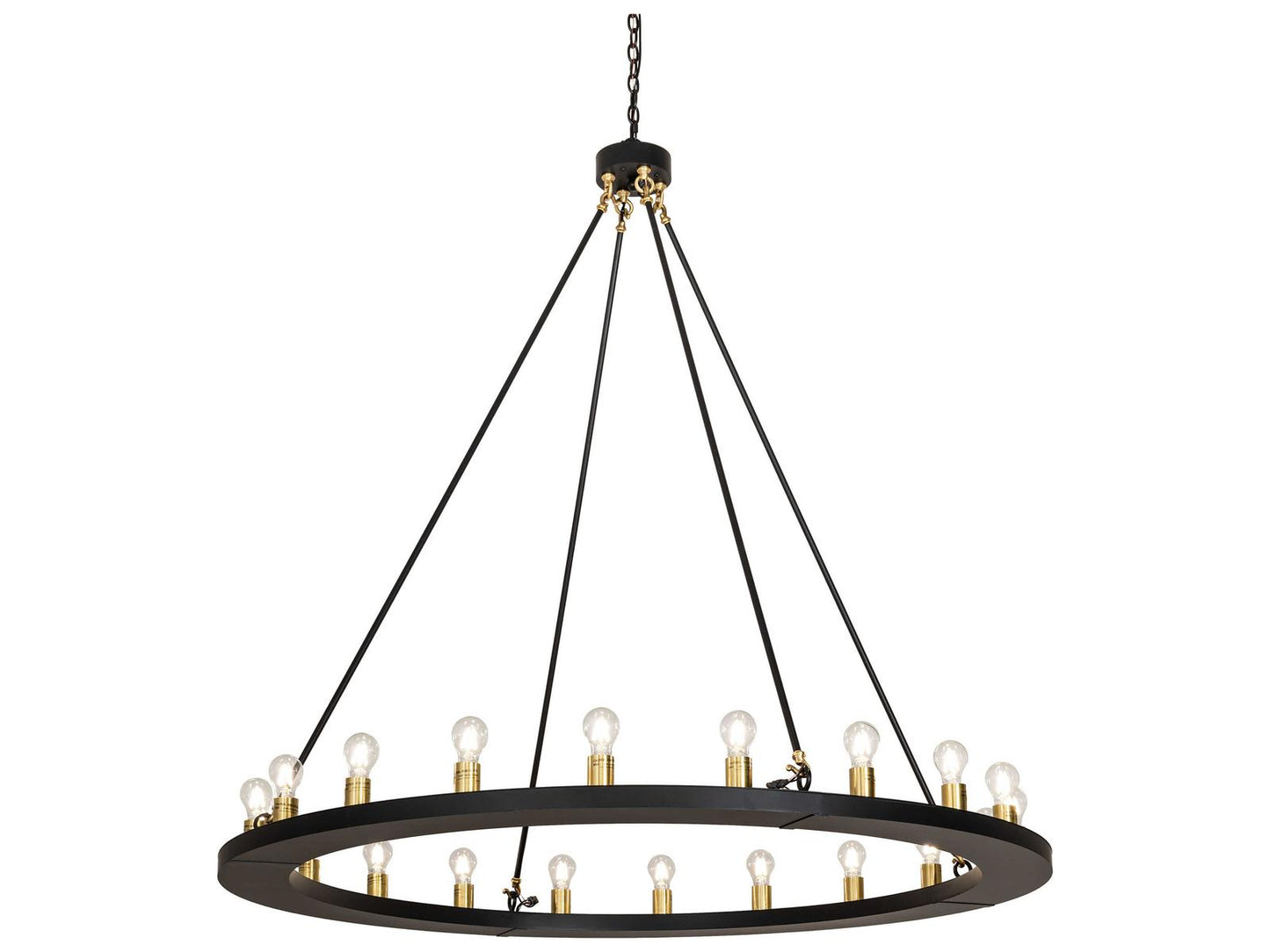 Meyda Loxley 20-Light Round Chandelier in Solar Black with Brushed Brass
