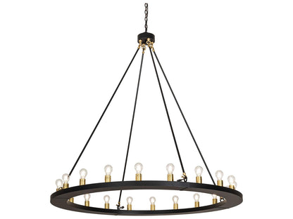 Meyda Loxley 20-Light Round Chandelier in Solar Black with Brushed Brass
