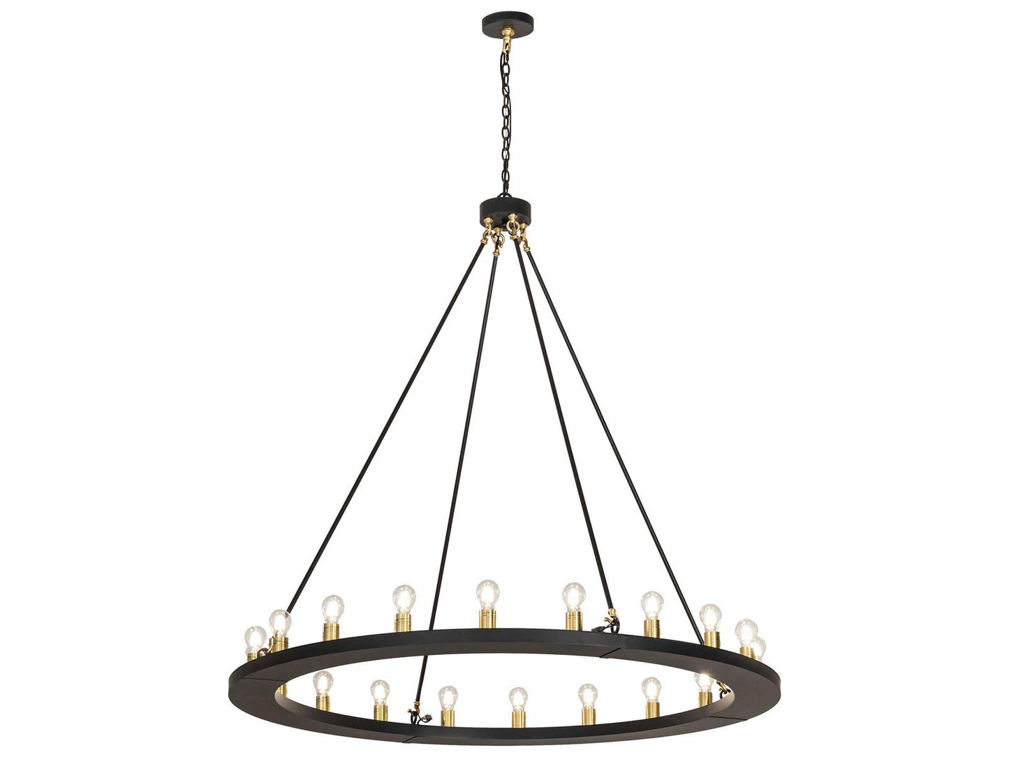 Meyda Loxley 20-Light Round Chandelier in Solar Black with Brushed Brass