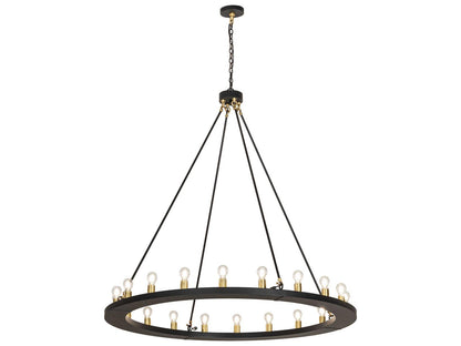 Meyda Loxley 20-Light Round Chandelier in Solar Black with Brushed Brass