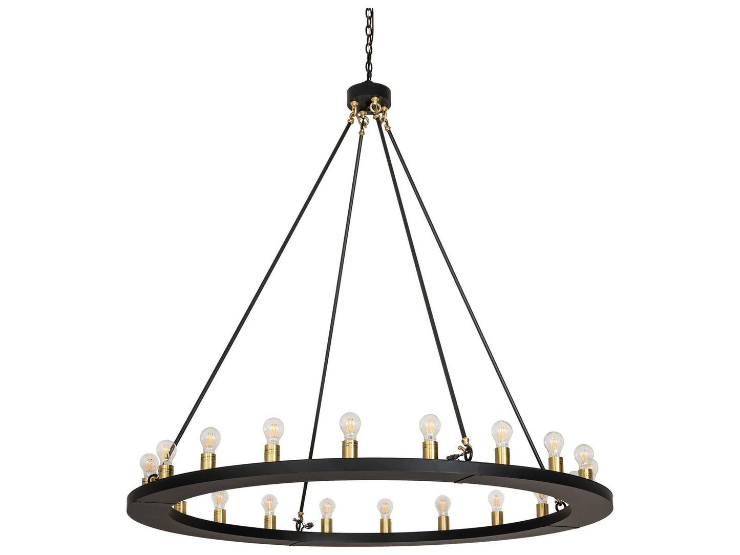 Meyda Loxley 20-Light Round Chandelier in Solar Black with Brushed Brass