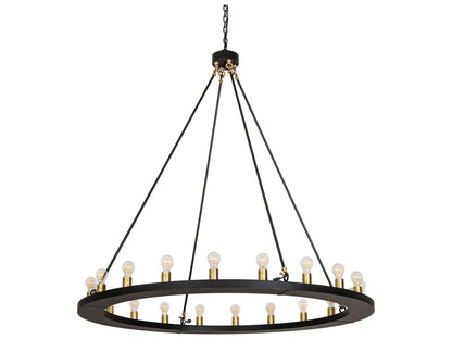 Meyda Loxley 20-Light Round Chandelier in Solar Black with Brushed Brass