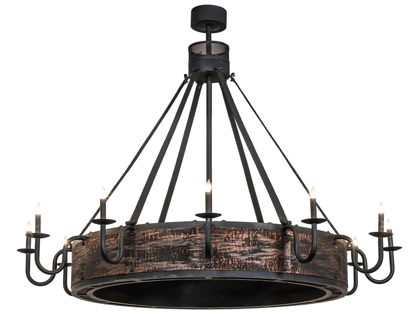 Meyda Costello 12-Light Two-Tier Chandelier in Costello Black and Blackened Copper
