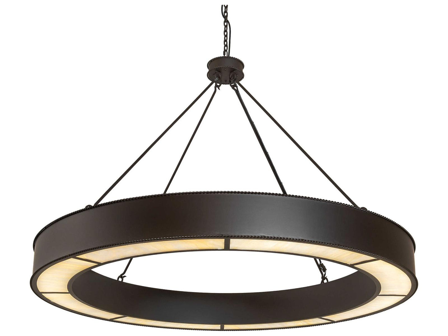 Meyda Loxley Escabroso Integral LED Chandelier in Oil Rubbed Bronze with Beige Art Glass