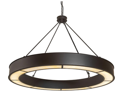 Meyda Loxley Escabroso Integral LED Chandelier in Oil Rubbed Bronze with Beige Art Glass