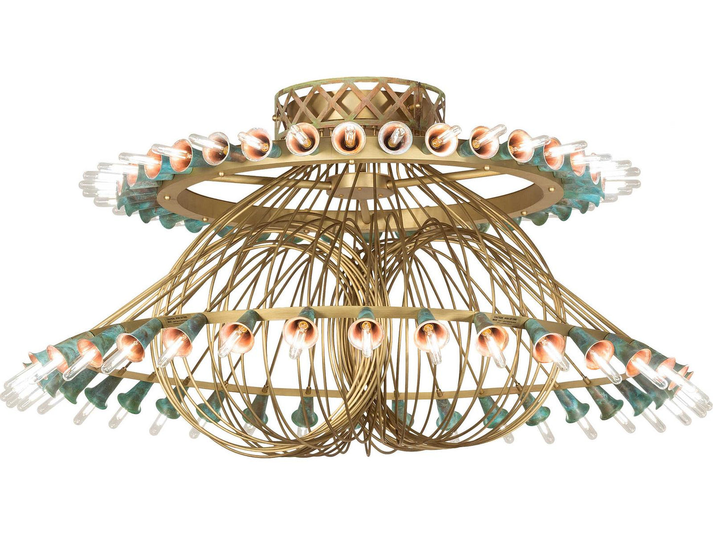 Meyda Coyle 72-Light Chandelier in Brushed Brass Goldtastic with Copper Accents
