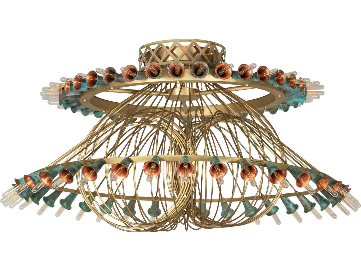 Meyda Coyle 72-Light Chandelier in Brushed Brass Goldtastic with Copper Accents