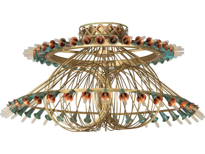 Meyda Coyle 72-Light Chandelier in Brushed Brass Goldtastic with Copper Accents