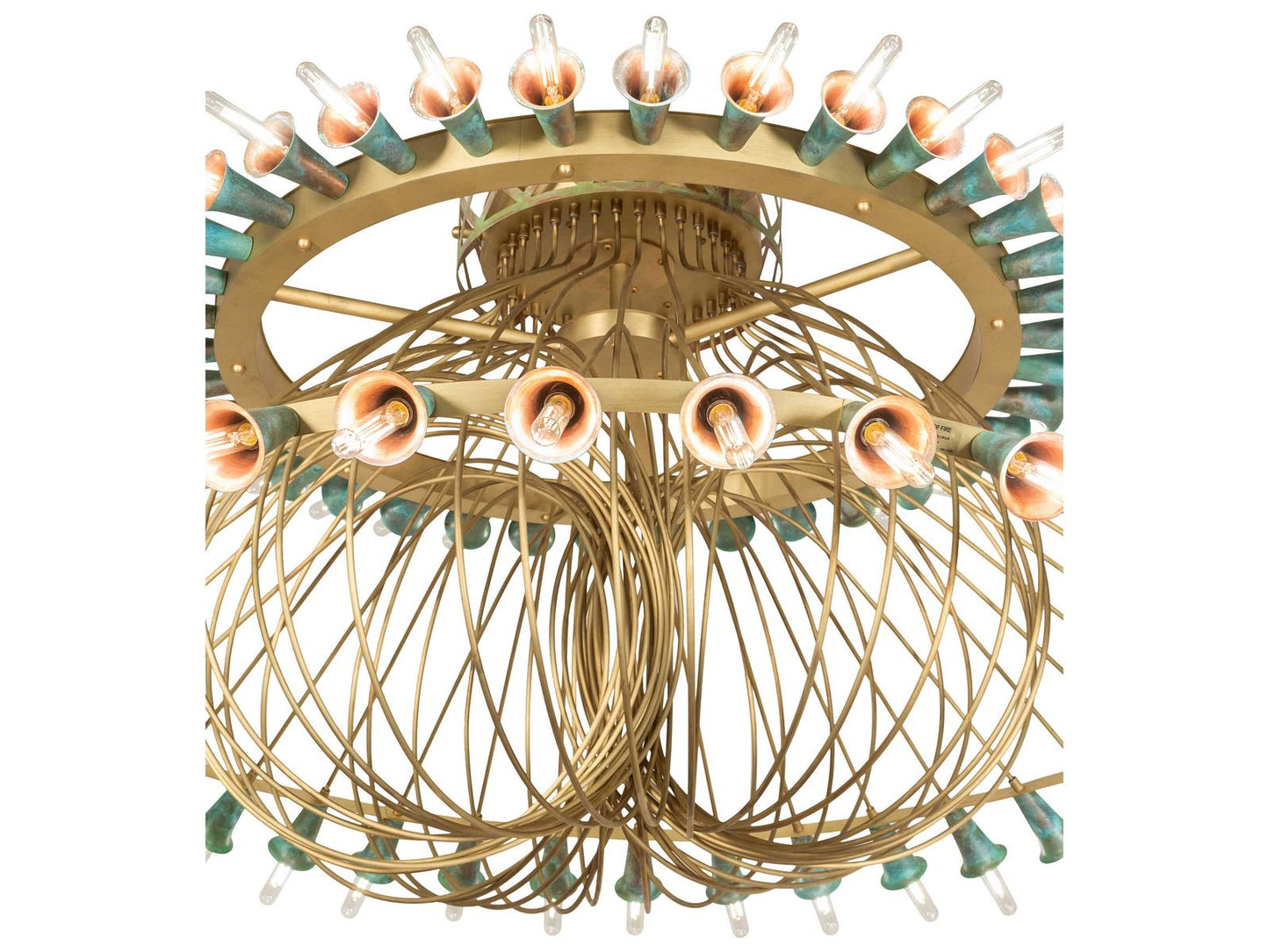 Meyda Coyle 72-Light Chandelier in Brushed Brass Goldtastic with Copper Accents