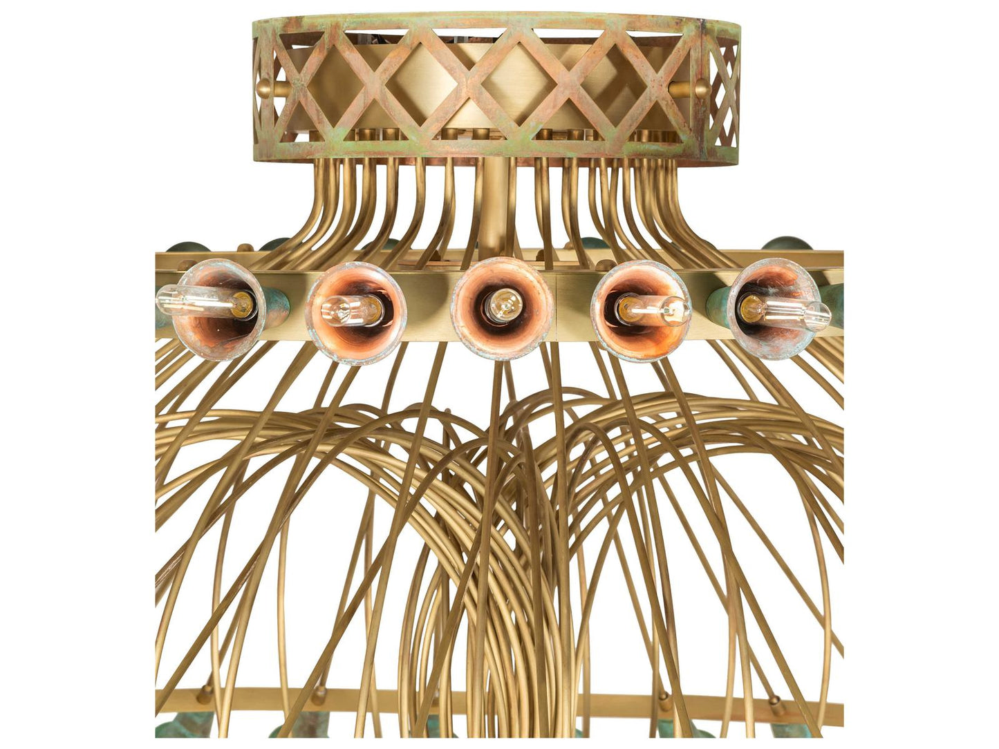 Meyda Coyle 72-Light Chandelier in Brushed Brass Goldtastic with Copper Accents