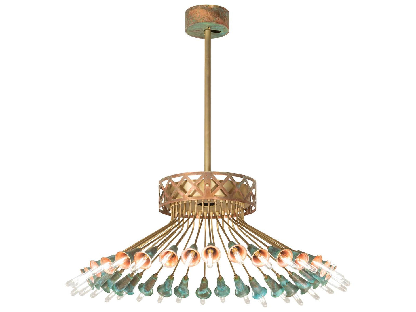 Meyda 36-Light Brushed Brass Goldtastic Chandelier with Exposed LED Bulbs