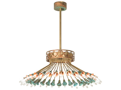 Meyda 36-Light Brushed Brass Goldtastic Chandelier with Exposed LED Bulbs