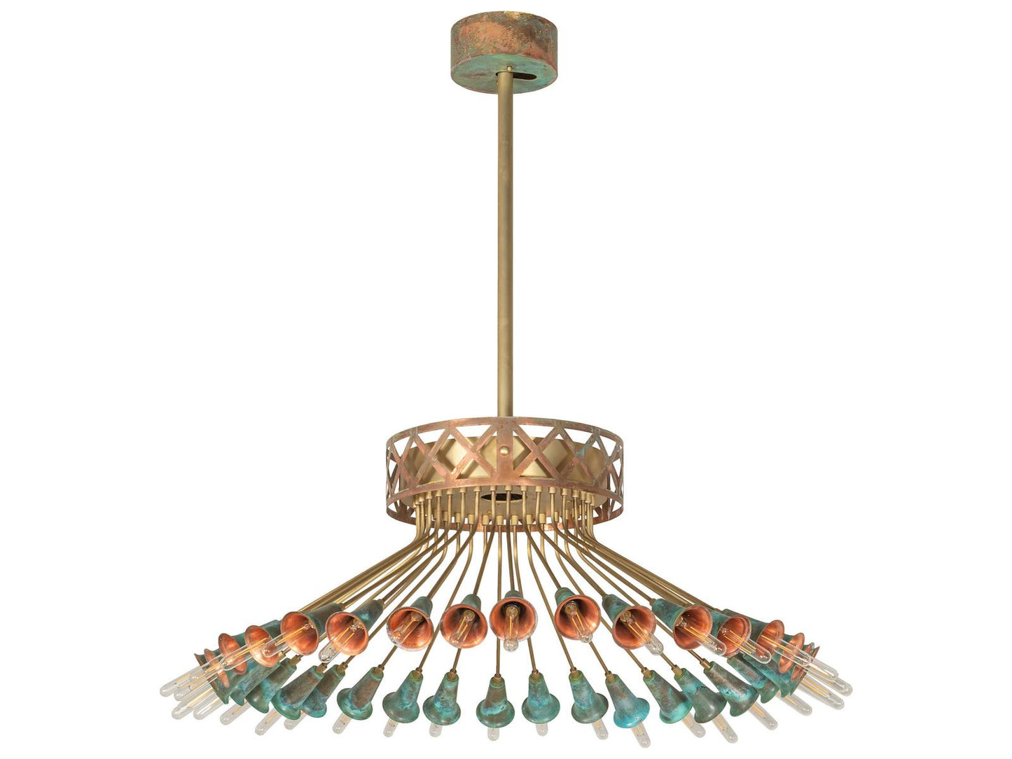 Meyda 36-Light Brushed Brass Goldtastic Chandelier with Exposed LED Bulbs
