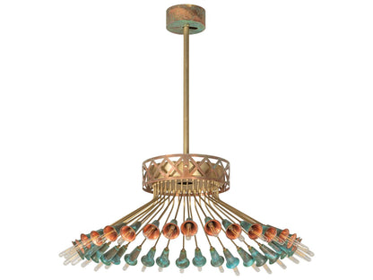 Meyda 36-Light Brushed Brass Goldtastic Chandelier with Exposed LED Bulbs