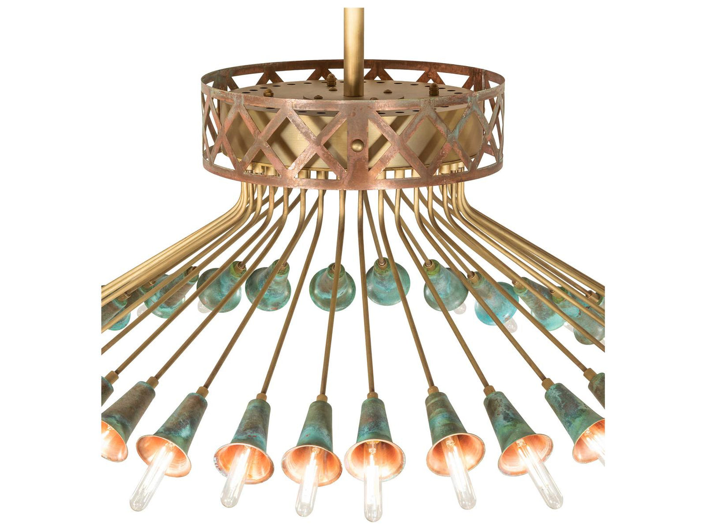 Meyda 36-Light Brushed Brass Goldtastic Chandelier with Exposed LED Bulbs