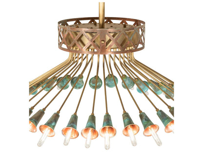Meyda 36-Light Brushed Brass Goldtastic Chandelier with Exposed LED Bulbs