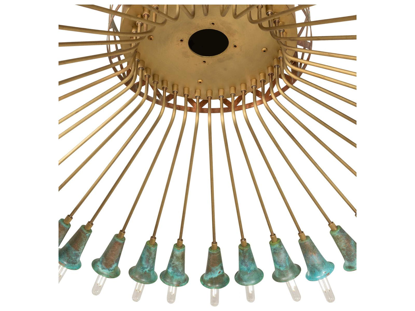 Meyda 36-Light Brushed Brass Goldtastic Chandelier with Exposed LED Bulbs