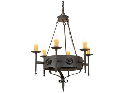 Meyda Lorenzo 6-Light Traditional Chandelier in Chestnut Finish