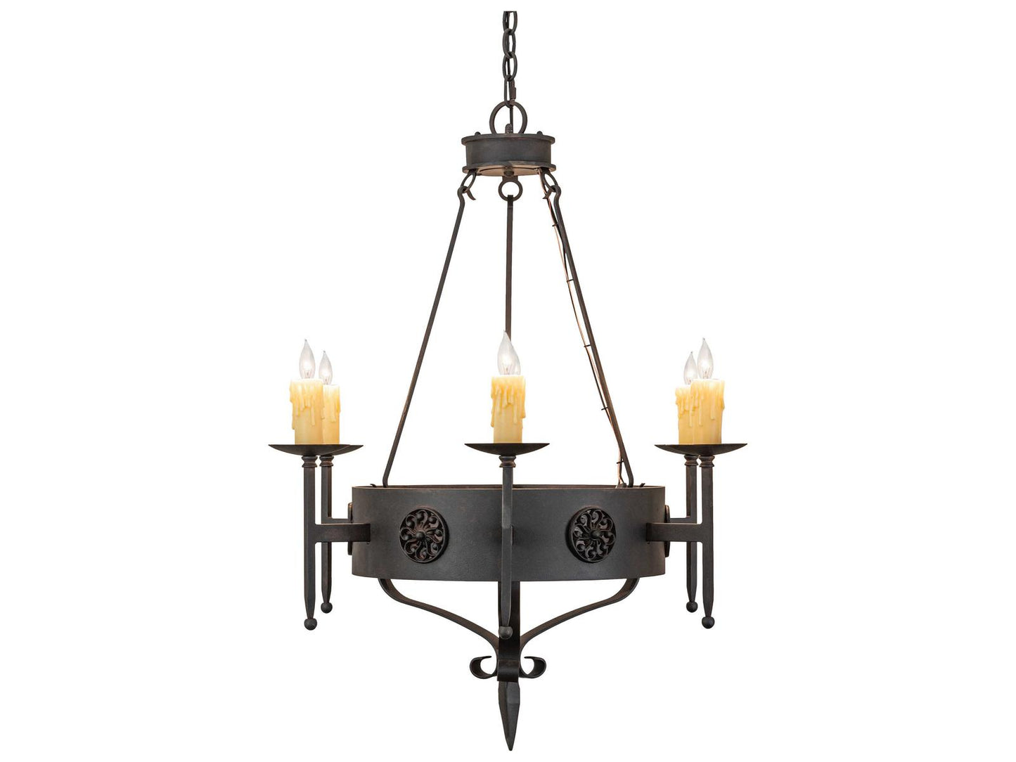 Meyda Lorenzo 6-Light Traditional Chandelier in Chestnut Finish