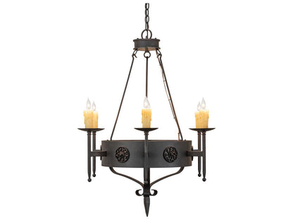Meyda Lorenzo 6-Light Traditional Chandelier in Chestnut Finish