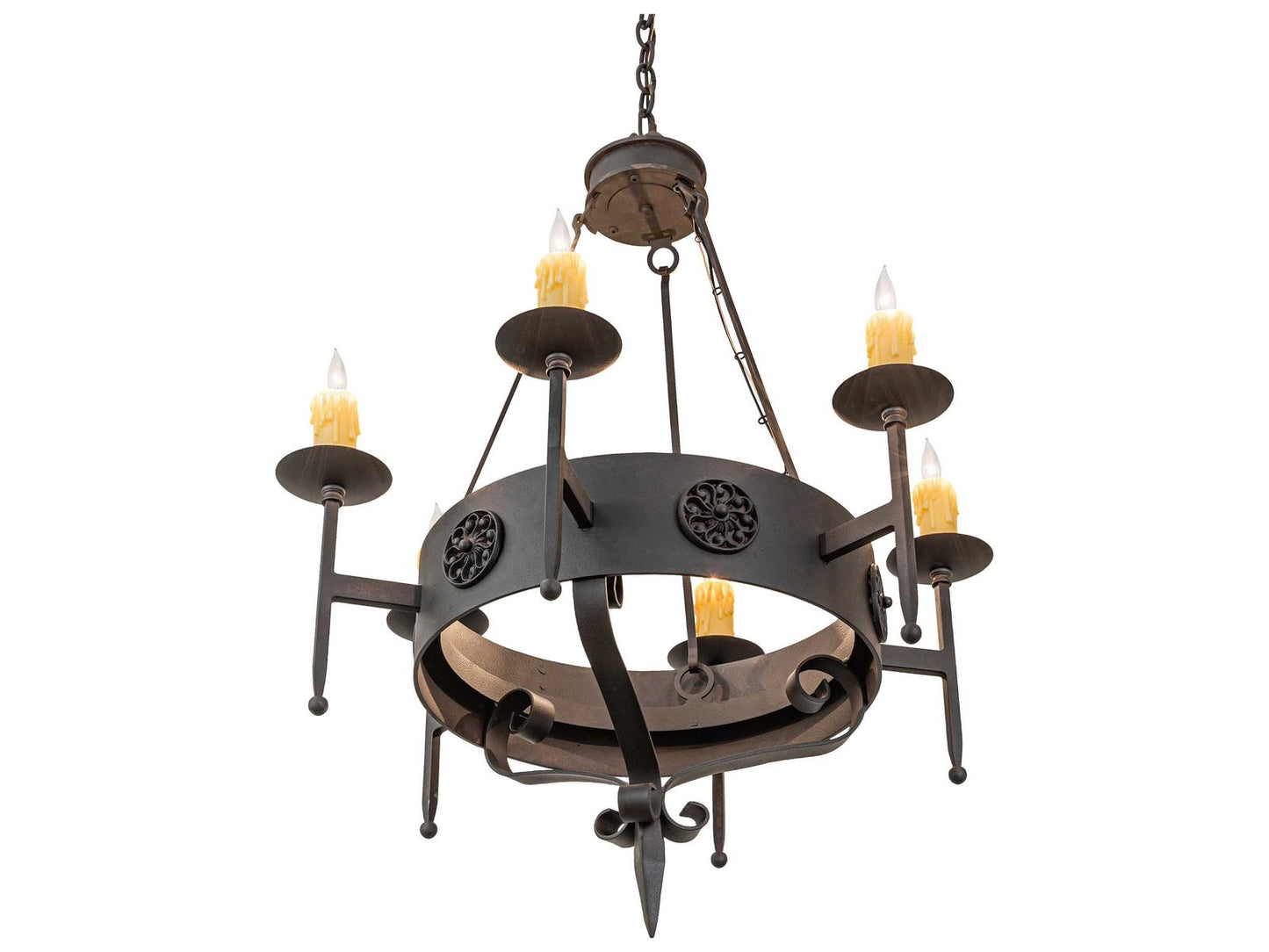 Meyda Lorenzo 6-Light Traditional Chandelier in Chestnut Finish