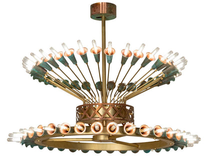 Meyda Tiffany Coyle 72-Light Brushed Brass and Verdigris Copper LED Chandelier