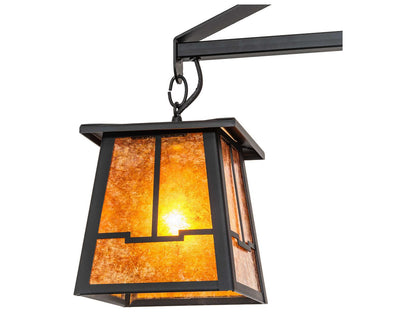Meyda Bungalow 4-Light Flat Black Traditional Chandelier with Amber Mica Shades