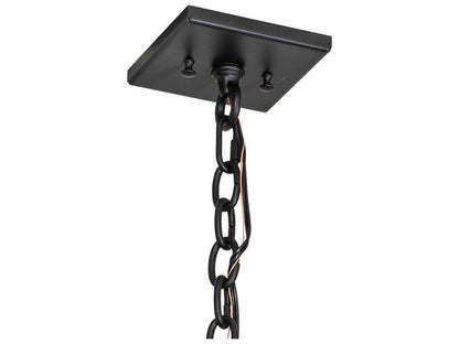 Meyda Bungalow 4-Light Flat Black Traditional Chandelier with Amber Mica Shades