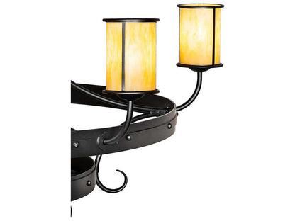Meyda Nehring 12-Light Wrought Iron Traditional Tiered Chandelier with Botticino Idalight Shades