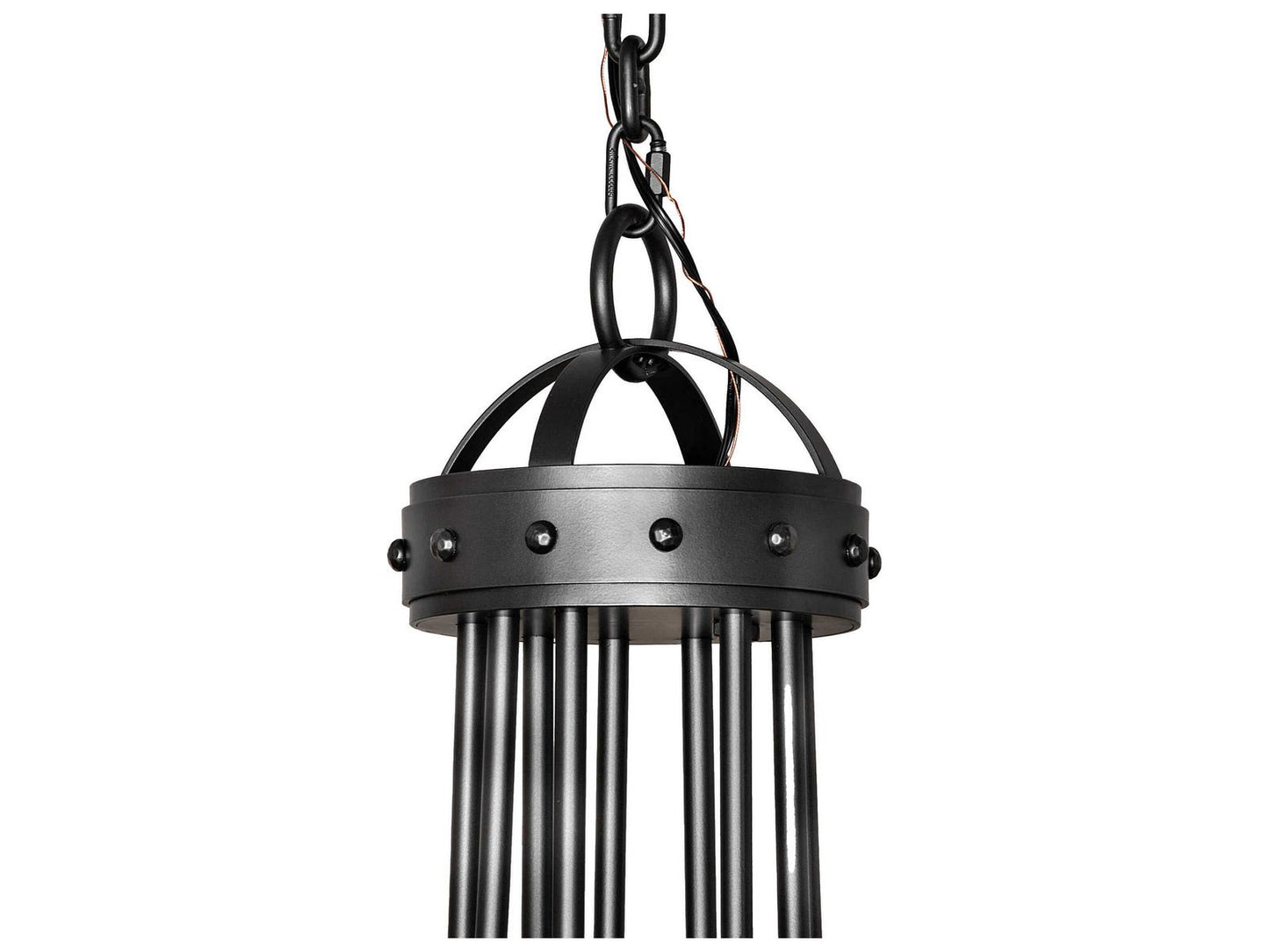 Meyda Nehring 12-Light Wrought Iron Traditional Tiered Chandelier with Botticino Idalight Shades