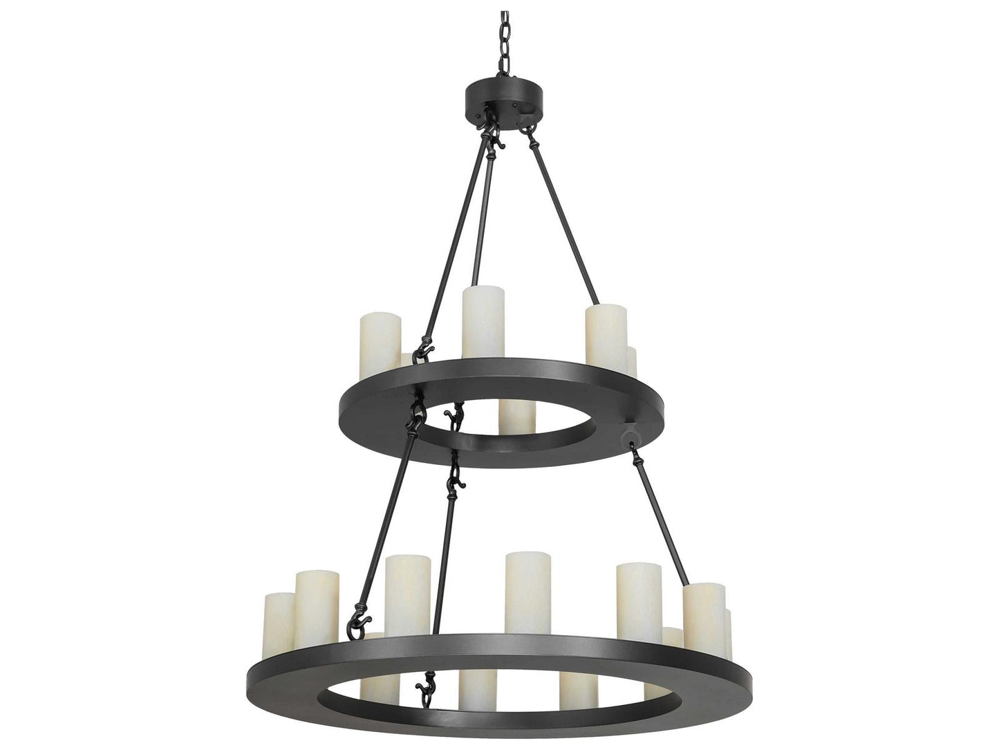 Meyda Loxley 18-Light Wrought Iron Chandelier with Botticino Idalight Cylinders