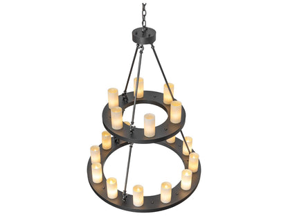 Meyda Loxley 18-Light Wrought Iron Chandelier with Botticino Idalight Cylinders