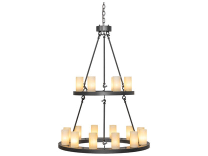 Meyda Loxley 18-Light Wrought Iron Chandelier with Botticino Idalight Cylinders