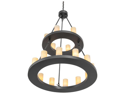 Meyda Loxley 18-Light Wrought Iron Chandelier with Botticino Idalight Cylinders