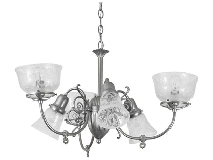 Meyda Gas & Electric 6-Light Chandelier in Light Sandstone Finish