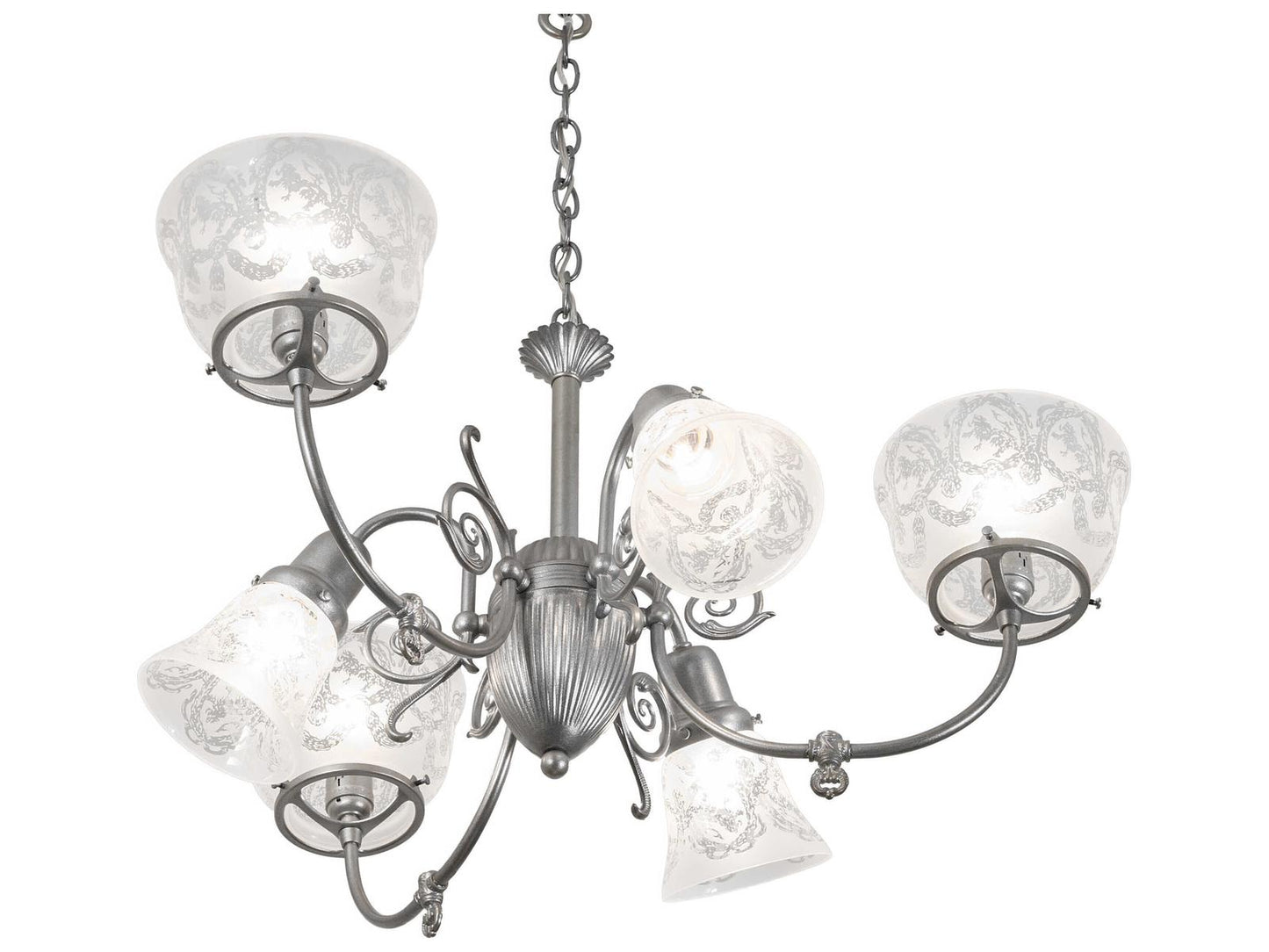 Meyda Gas & Electric 6-Light Chandelier in Light Sandstone Finish