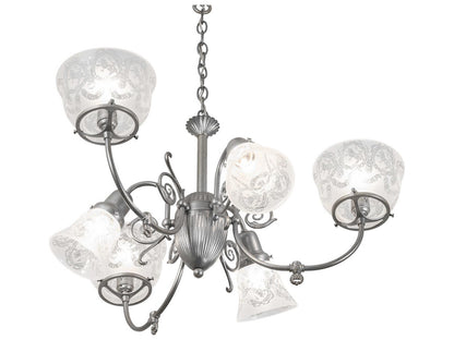 Meyda Gas & Electric 6-Light Chandelier in Light Sandstone Finish