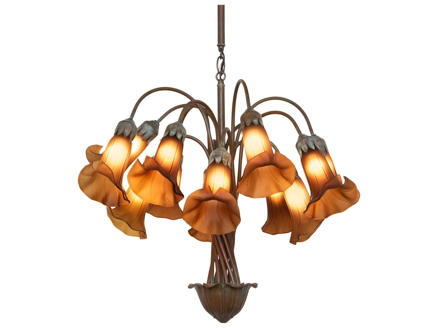 Meyda Tiffany Pond Lily 12-Light Natural Bronze Verdigris Traditional Chandelier