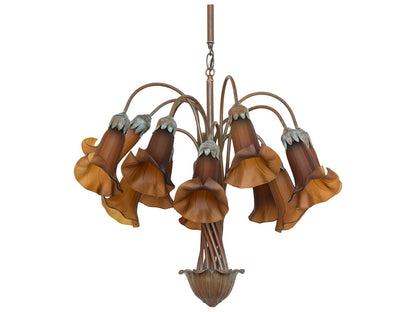 Meyda Tiffany Pond Lily 12-Light Natural Bronze Verdigris Traditional Chandelier