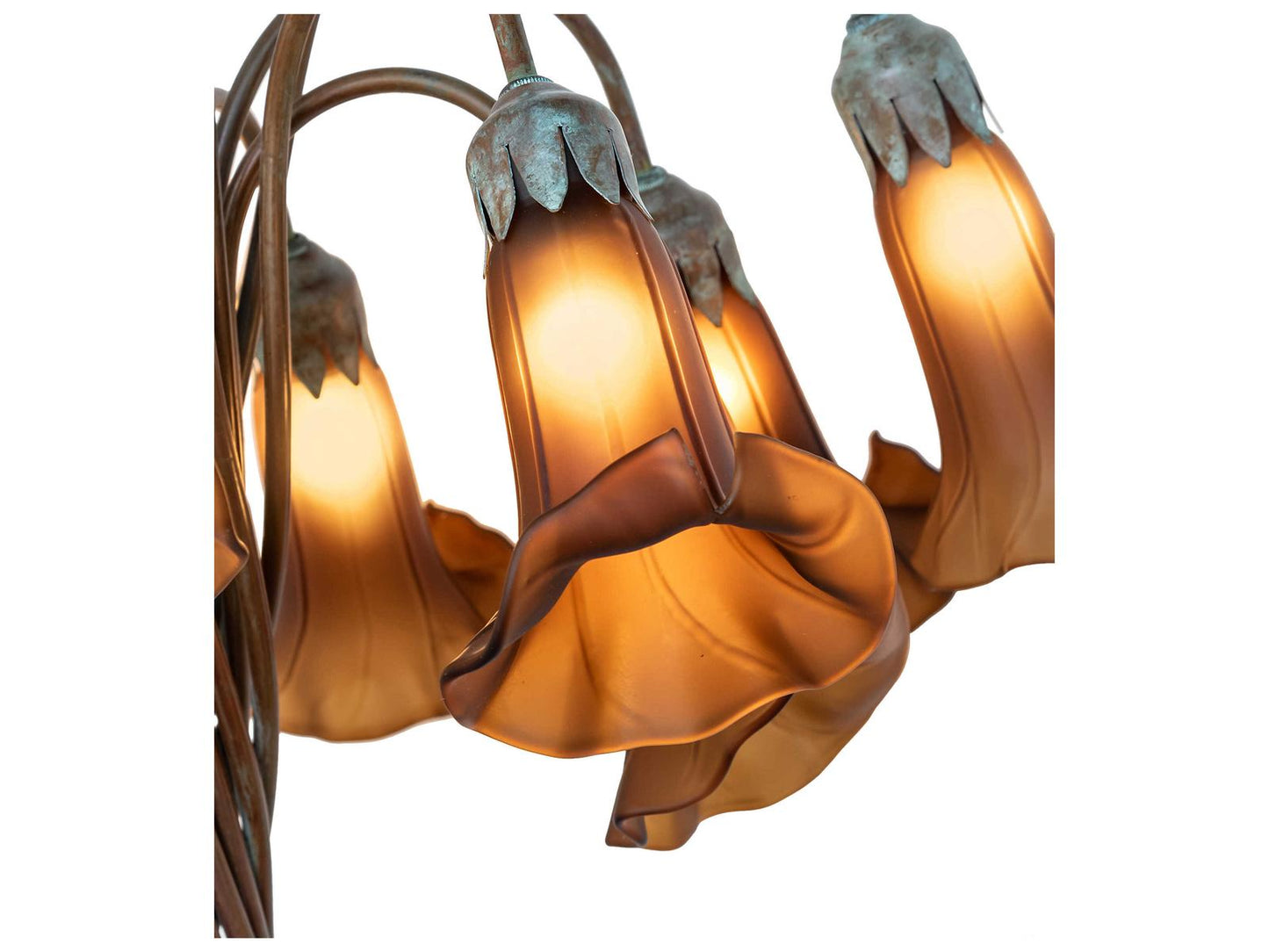 Meyda Tiffany Pond Lily 12-Light Natural Bronze Verdigris Traditional Chandelier